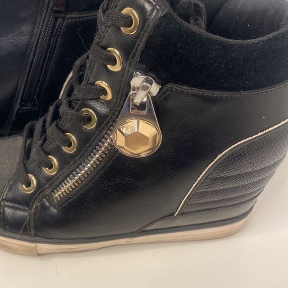 Aldo sz8.5 black gold heal side zipper runner - Picture 3 of 4